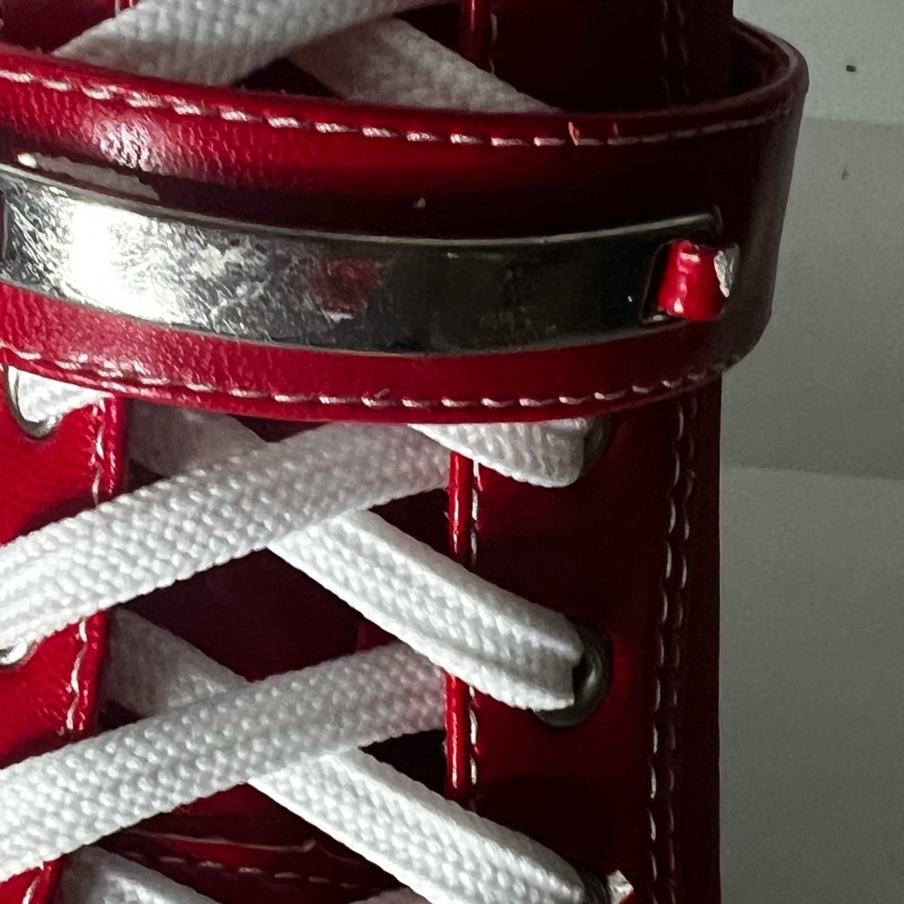 Women Vintage L.E.I.  1990 Sneaker Boots In Red With Defects. Size 7 1/2 - Picture 9 of 16